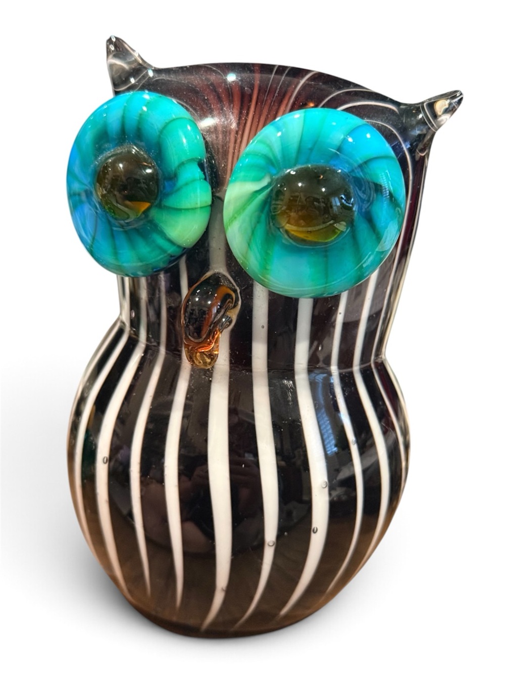 Murano style hand blown glass OWL paper weight approximately 5” tall